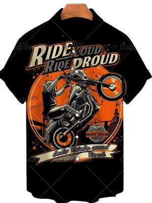 Men's Summer Lapel 3D Printing Shirt Summer Men's Short-sleeved Digital Printing Striped Biker Shirt S,M,L,XL,XXL,XXXL,XXXL,5XL