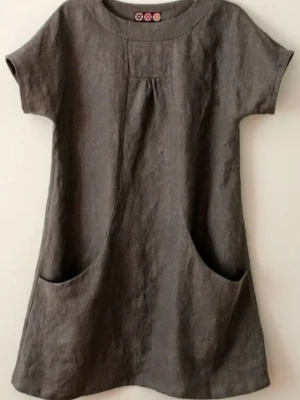 Short Sleeve Pockets Cotton-Blend Shirts & Tops Linen